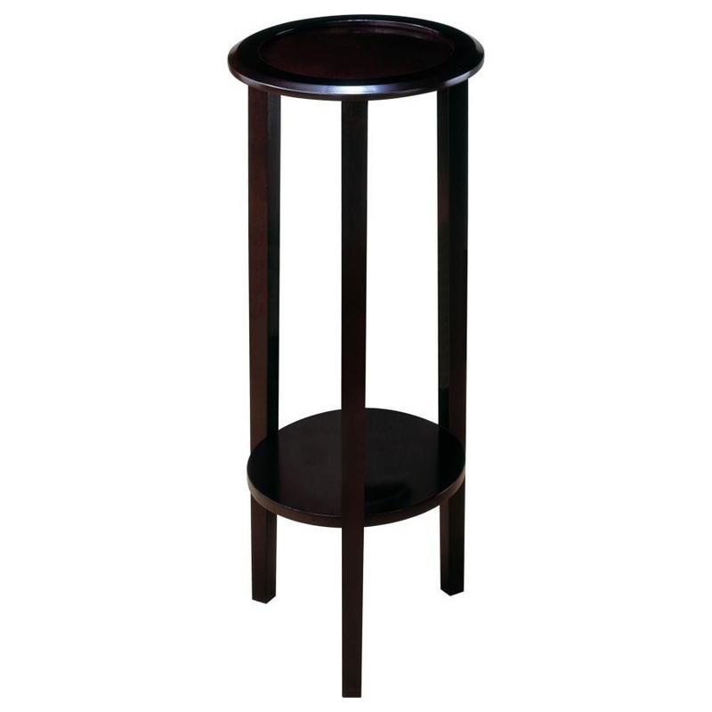 Kirk – 1-Shelf Round Wood Plant Stand Side Table – Espresso