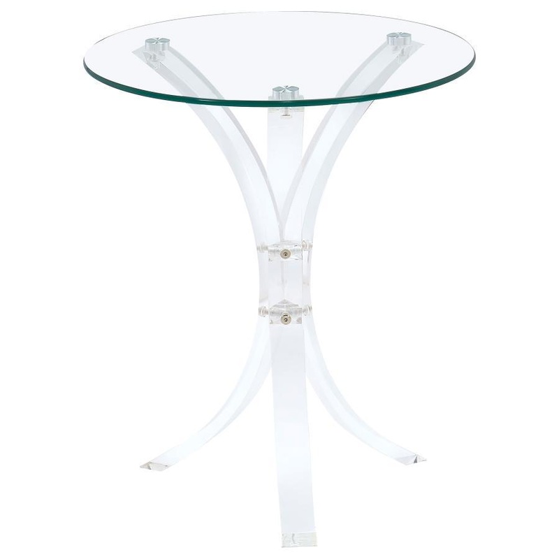 Laning – Round Glass Top Acrylic Side Table – Clear
