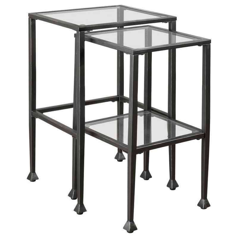 Leilani – 2 Piece Glass Top Nesting Table Set – Black