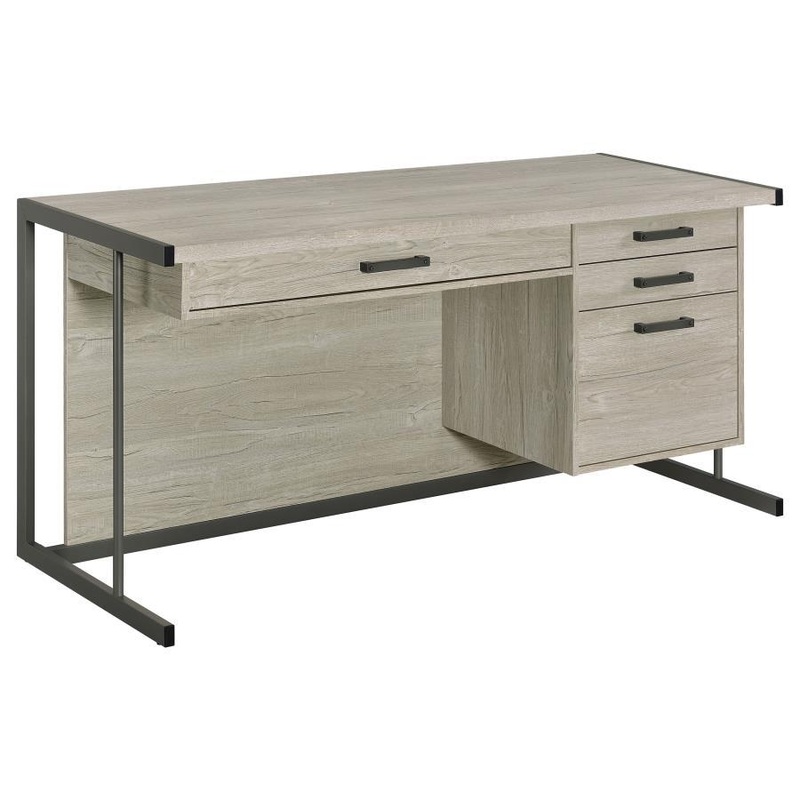 Loomis – 4-Drawer Computer Desk – Whitewashed Gray
