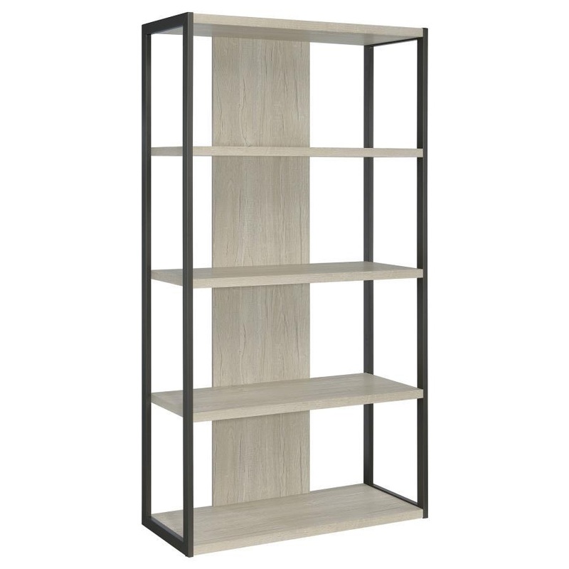 Loomis – 72 4-Shelf Bookshelf – Whitewashed Gray