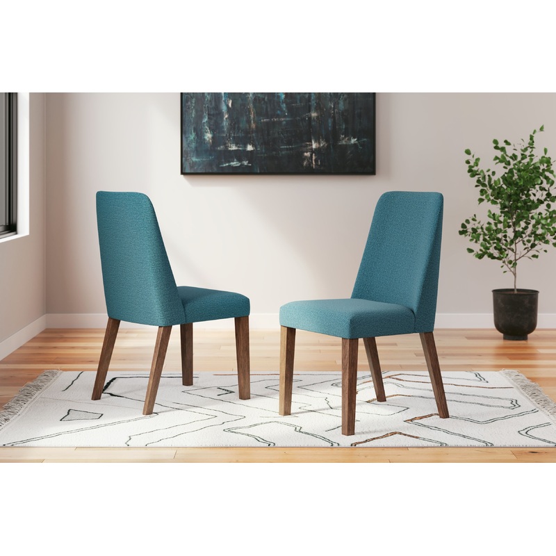 Lyncott – Dining Uph Side Chair (Set of 2) – Blue / Brown