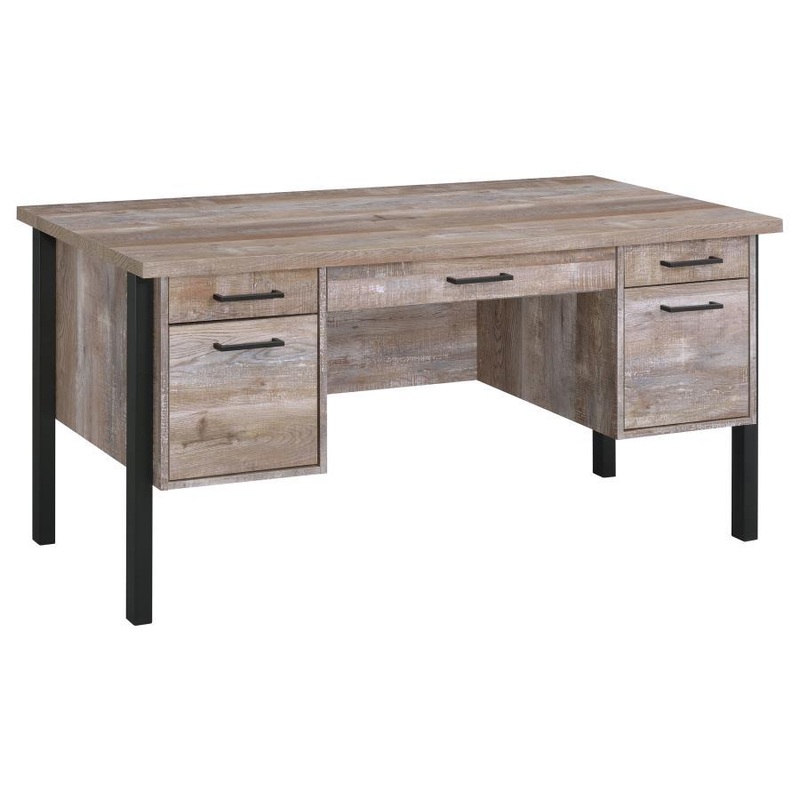 Samson – 4-Drawer Office Computer Desk – Weathered Oak