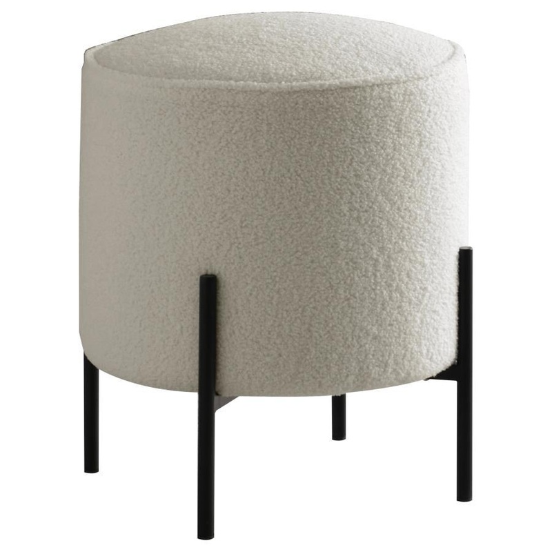 Basye – Round Upholstered Ottoman – Ivory