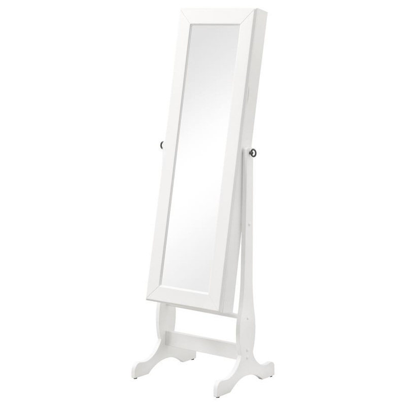 Batista – Cheval Mirror With Jewelry Storage – White