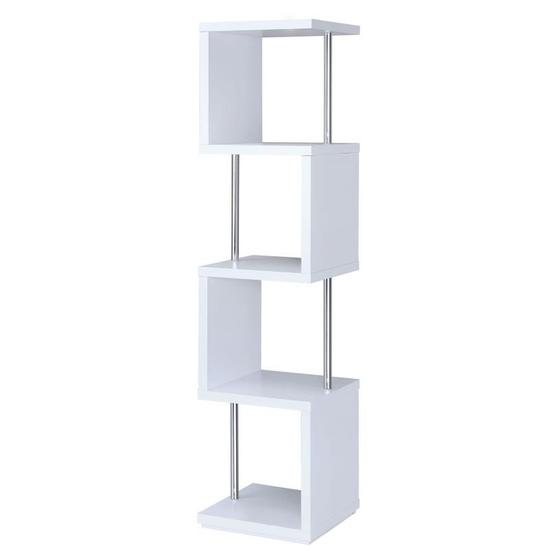 Baxter – 4-shelf Bookcase|White|Black