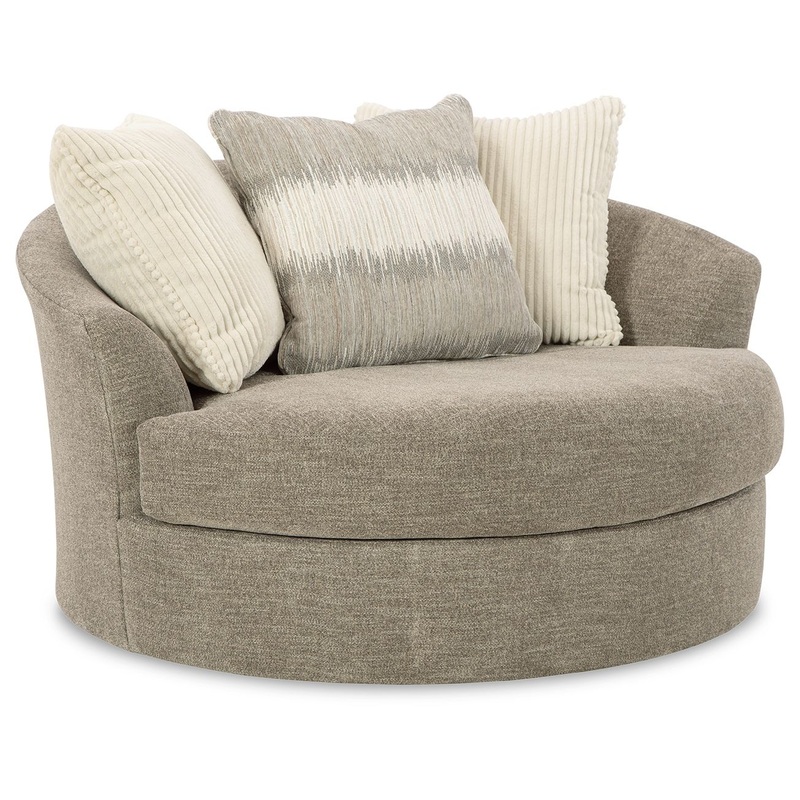 Creswell – Oversized Swivel Accent Chair – Stone