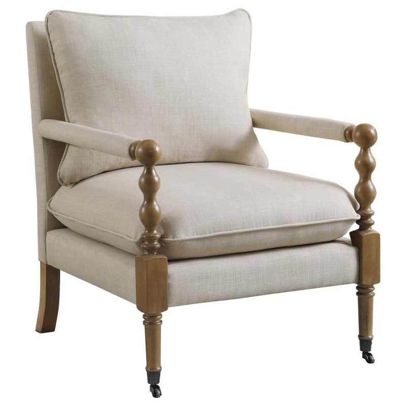Dempsy – Upholstered Accent Chair With Casters – Beige