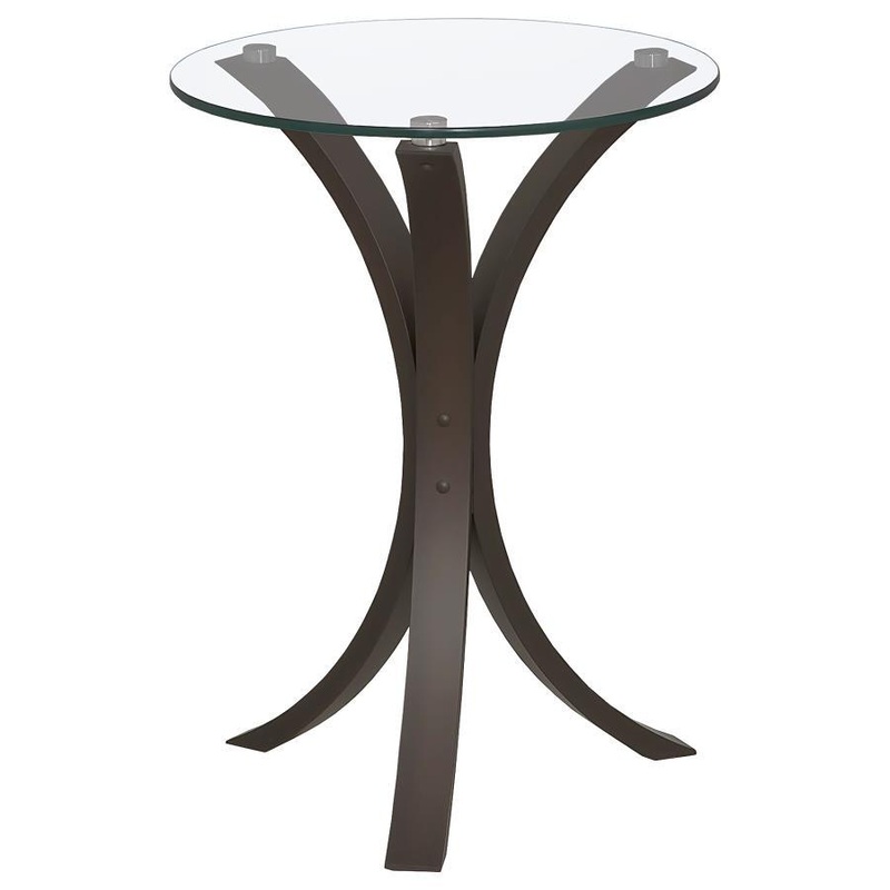 Edgar – Round Glass Top Accent Side Table – Cappuccino