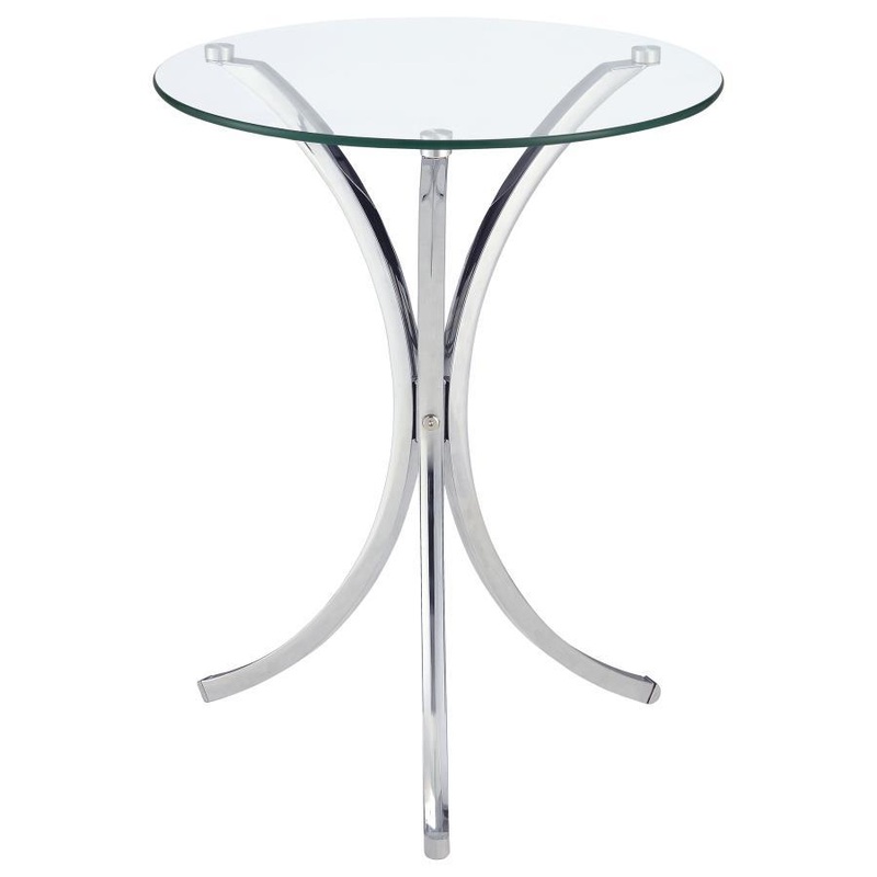 Eloise – Round Glass Top Accent Side Table – Chrome