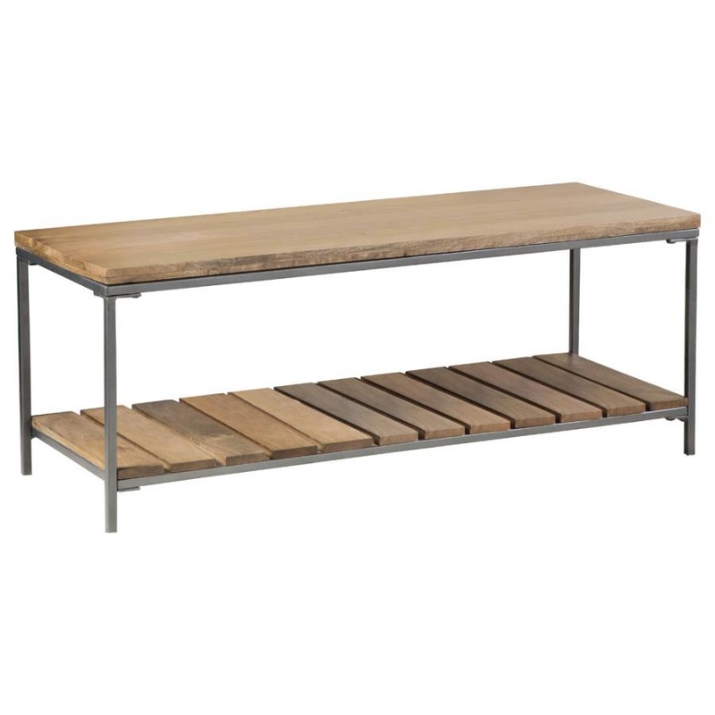 Gerbera – Wood Accent Bench With Shelf – Natural And Gunmetal