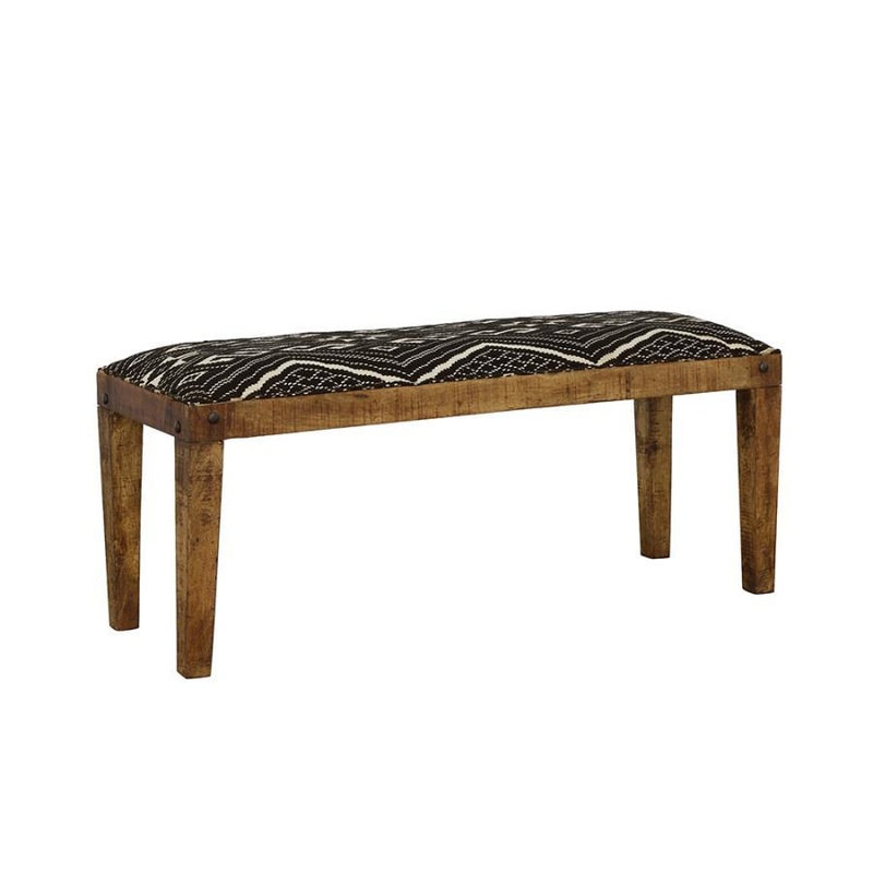 Lamont – Fabric Upholstered Accent Bench – Black And Natural