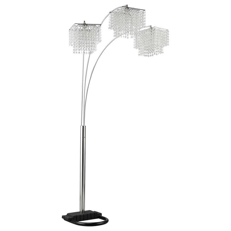 Miriam – Hanging Crystal Arc Floor Lamp – Chrome