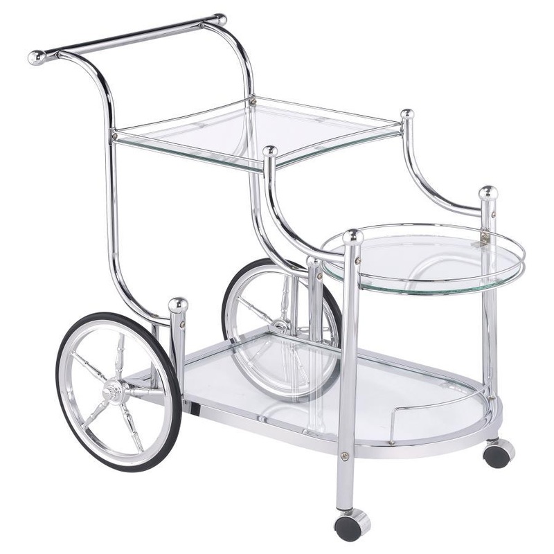 Sarandon – 3-Tier Glass Shelf Metal Bar Cart – Chrome