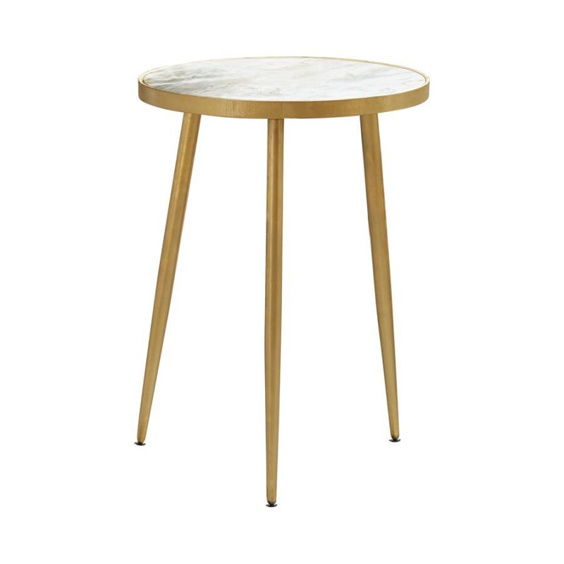 Acheson – Round Marble Top Side Table – White And Gold