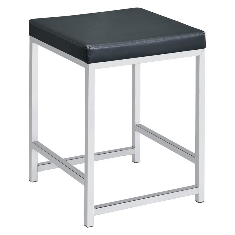 Afshan – Upholstered Square Padded Vanity Stool – Chrome