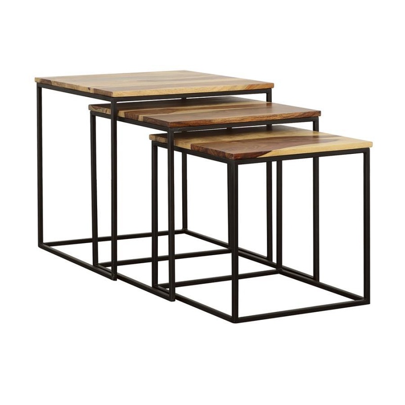 Belcourt – 3 Piece Square Nesting Tables – Natural And Black