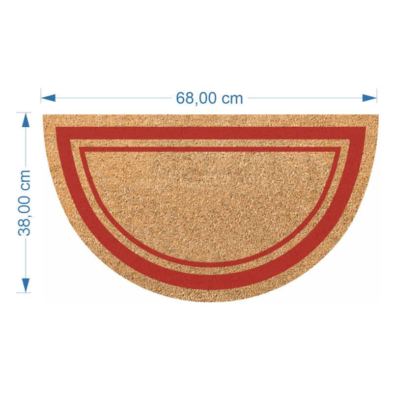 COCONUT DOORMAT RED CRESCENT BORDER 38X6
