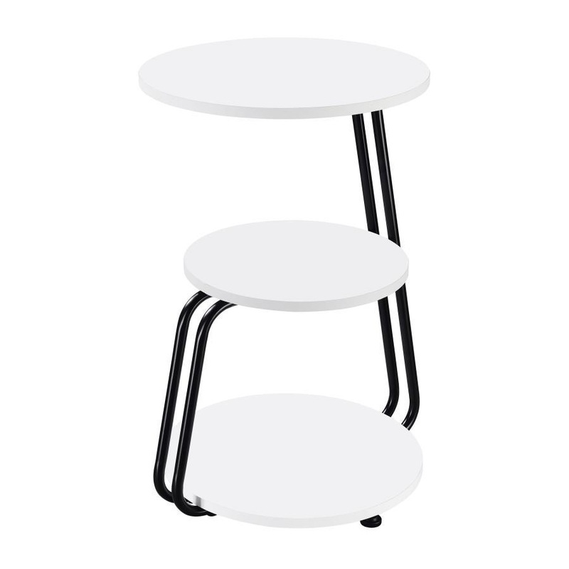 Hilly – 3-Tier Round Accent Side Table – White And Black