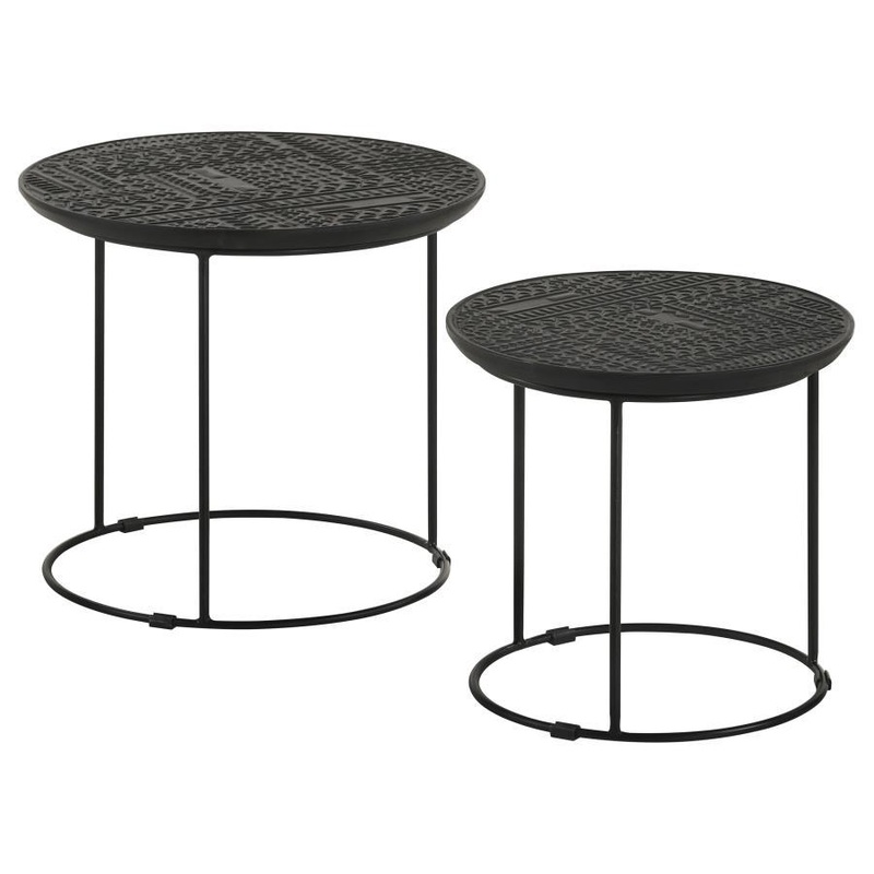 Loannis – 2 Piece Round Mango Wood Nesting Table – Matte Black