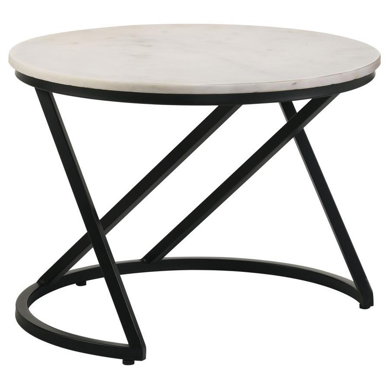 Miguel – Round Marble Top Coffee Table – White And Black