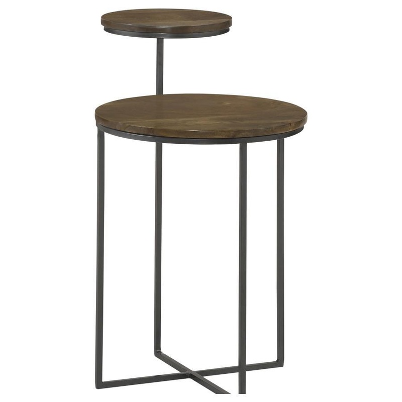 Yael – Round Mango Wood Accent Side Table – Natural And Gunmetal