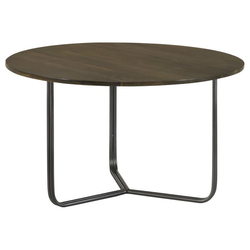 Yaritza – Round Mango Wood Coffee Table – Natural And Gunmetal
