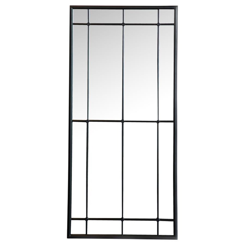 Annetta – Window Pane Floor Or Wall Mirror – Black