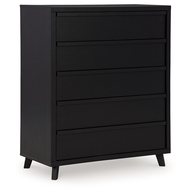 Danziar – Five Drawer Wide Chest – Black