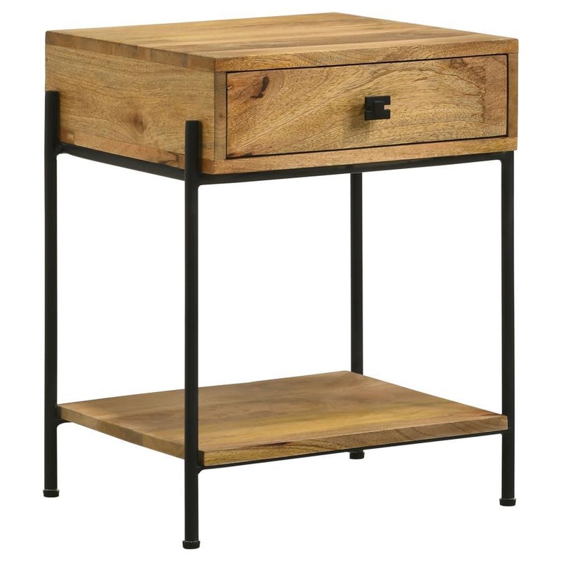 Declan – 1-Drawer Wood Accent Side Table – Natural Mango