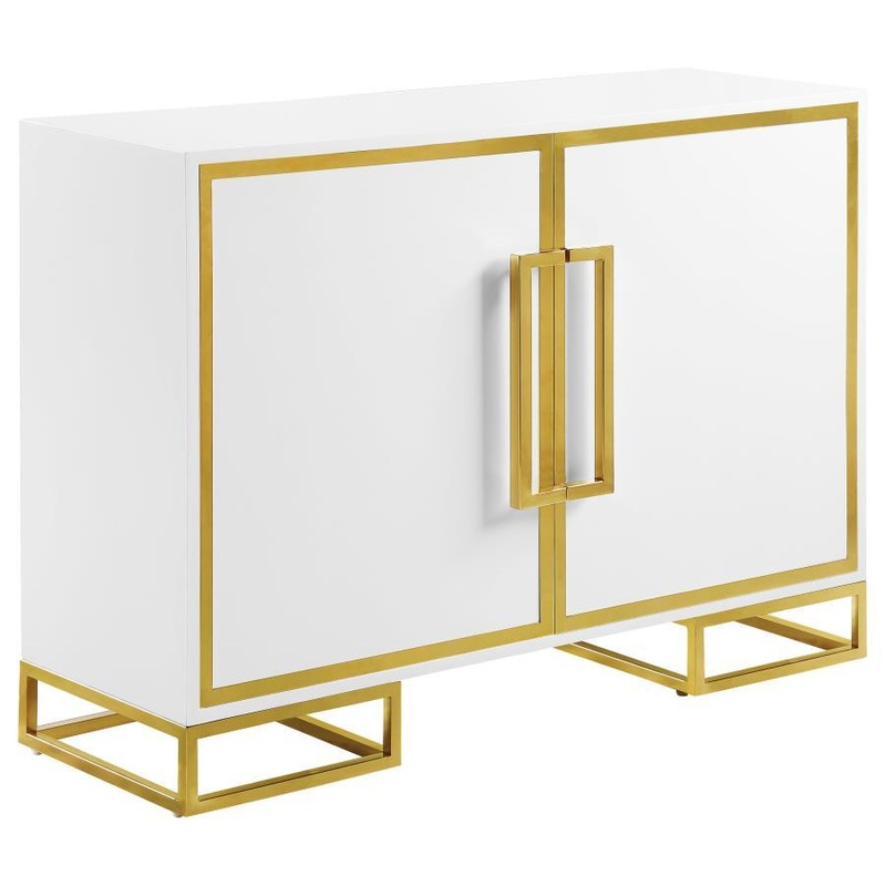 Elsa – 2 Door Wood Storage Accent Cabinet – White And Gold