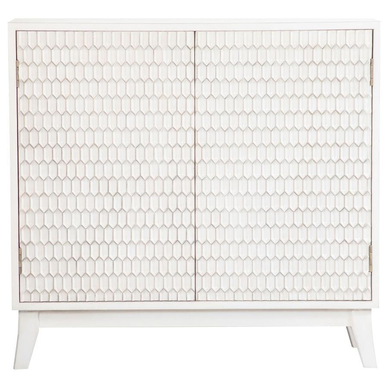 Gambon – 2 Door Wood Honeycomb Pattern Accent Cabinet – White