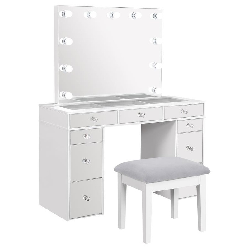 Regina – Makeup Vanity Table Set With Lighting – White
