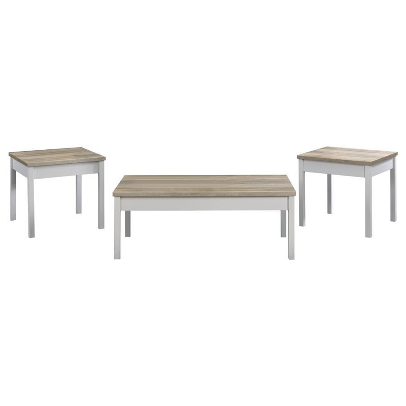 Stacie – 3 Piece Coffee Table Set – Distressed Pine