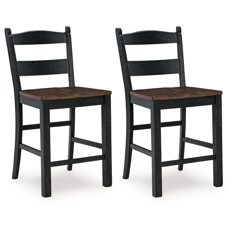Valebeck – Barstool (Set of 2) – Black / Brown