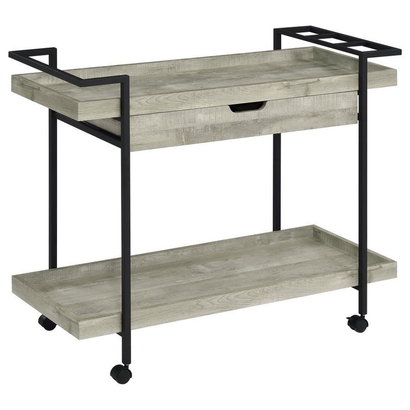 Ventura – 1-Drawer Engineered Wood Bar Cart – Gray Driftwood