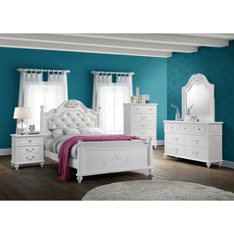 Alana – Platform Bedroom Set|White|6 Pc. Bed, Dresser, Mirror, Chest, 2 Nightstands|4 Pc. Trundle Bed, Dresser, Mirror, Nightstand|5 Pc. Trundle Bed, Dresser, Mirror, Chest, Nightstan|3 Pc. Bed, Chest, Nightstand|6 Pc. Trundle Bed, Dresser, Mirror, Chest,