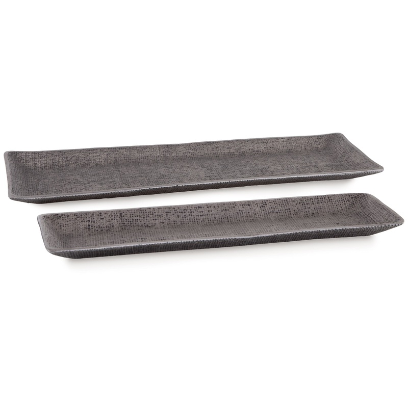 Garekton – Tray Set (Set of 2) – Pewter Finish