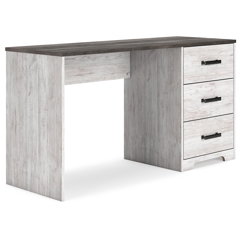 Shawburn – Home Office Desk – White / Dark Charcoal Gray
