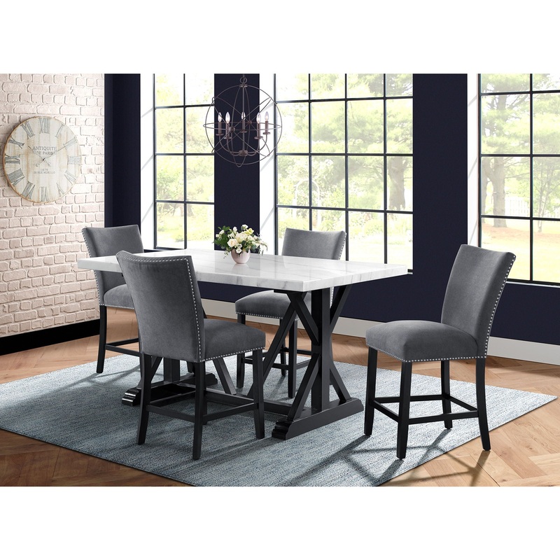Tuscany – 5 Piece Counter Height Dining Set (Table & Four Chairs) – Charcoal