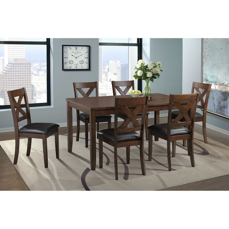 Alex – Dining Set|Dark Brown|Dark Gray|7 Pc. Table, 6 Chairs