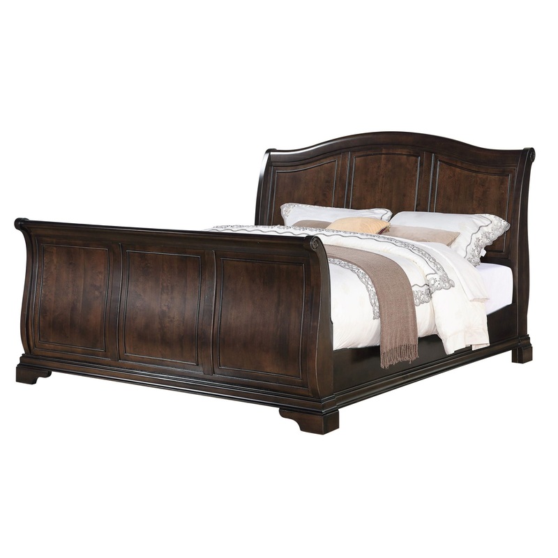Cameron – Sleigh Bed|Dark Brown|King|Queen