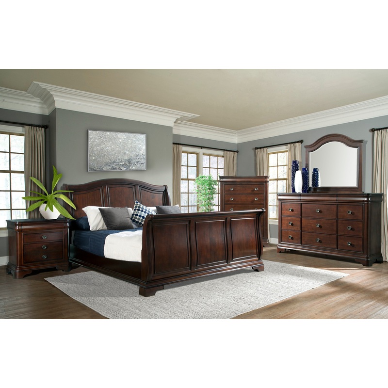 Cameron – Sleigh Bedroom Set|Dark Brown|4 Pc. Bed, Dresser, Mirror, Nightstand|6 Pc. Bed, Chest, Dresser, Mirror, 2 Nightstands|5 Pc. Bed, Chest, Dresser, Mirror, Nightstand|3 Pc. Bed, Chest, Nightstand|King|Queen