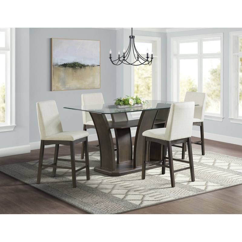 Dapper – Rectangular Counter Dining 5 Piece Set (Table And Four Chairs) – Walnut