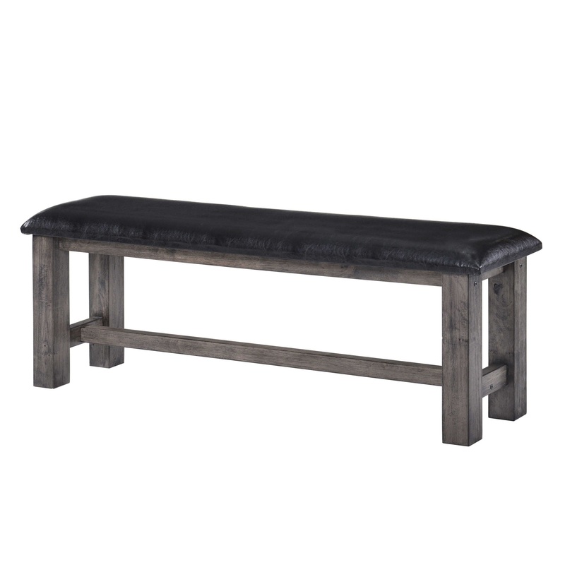 Nathan – Bench With PU Padded Seat – Gray Oak