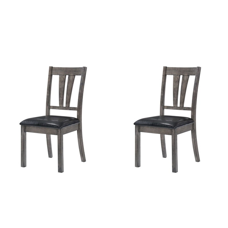Nathan – Fan Back Chair With PU Seat (Set of 2) – Gray Oak