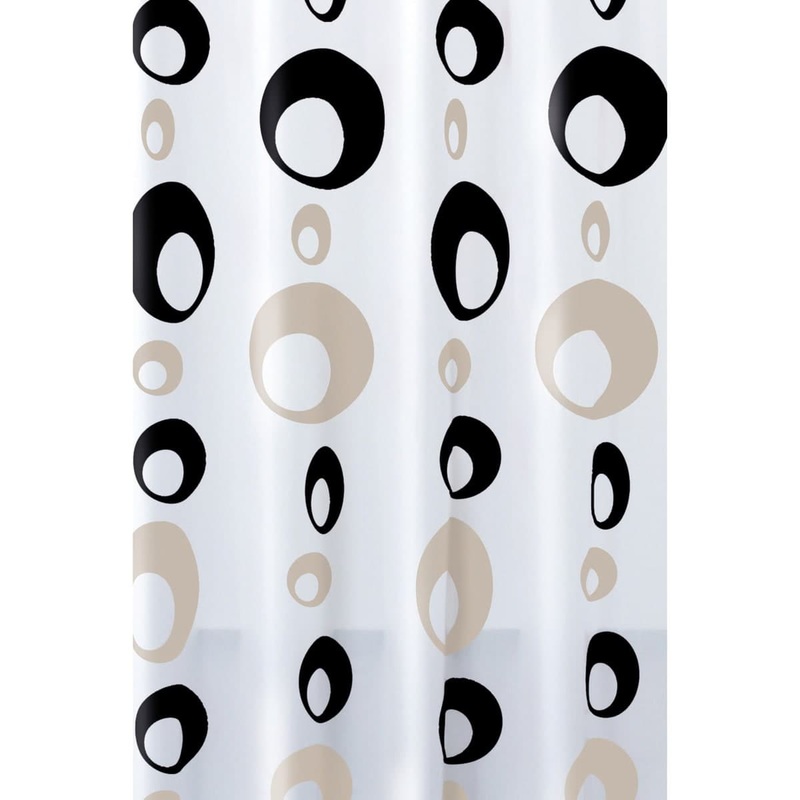 SHOWER CURTAIN BUBBLES BLACK W 180, H 200 CM VINYL