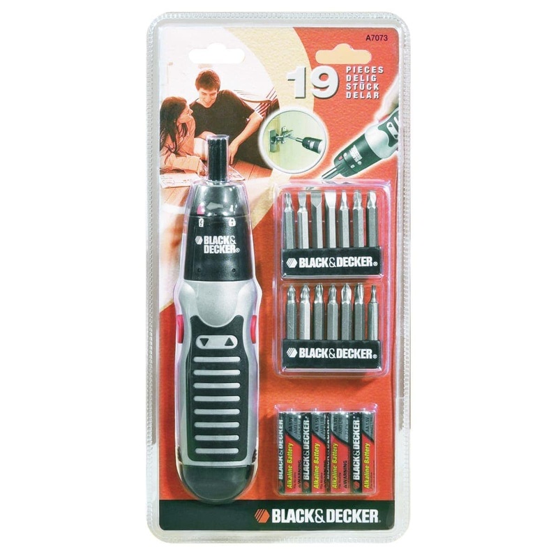 BLACK AND DECKER SCREWDRIVER WITH ALKALINE BATTERIES, 14 BITS AND BATTERIES INCLUDED