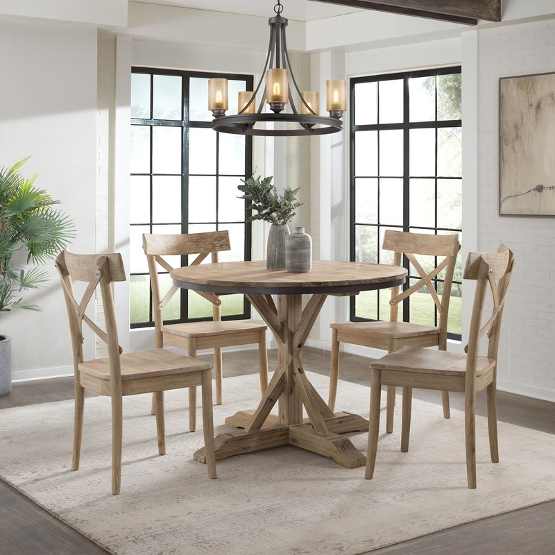Callista – Round Standard Height 5 Piece Dining Set-Table And Four Chairs – Beach