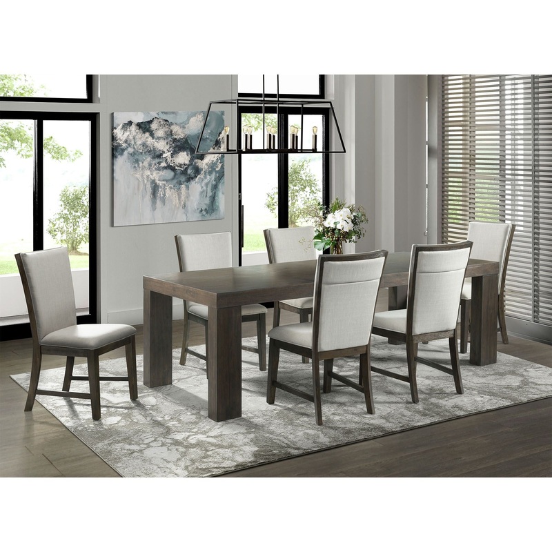 Grady – Dining Set|Dark Brown|Black|7 Pc. Table, 6 Slat Back Chairs|7 Pc. Table, 6 Upholstered Chairs